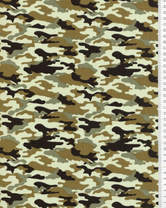 Popeline de coton Camouflage Kaki - Tissushop