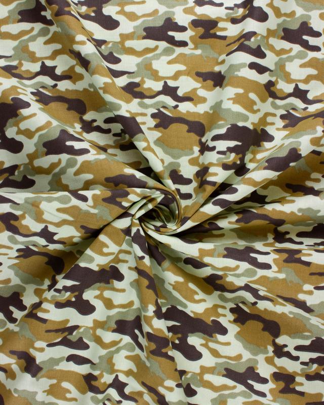 Popeline de coton Camouflage Kaki - Tissushop