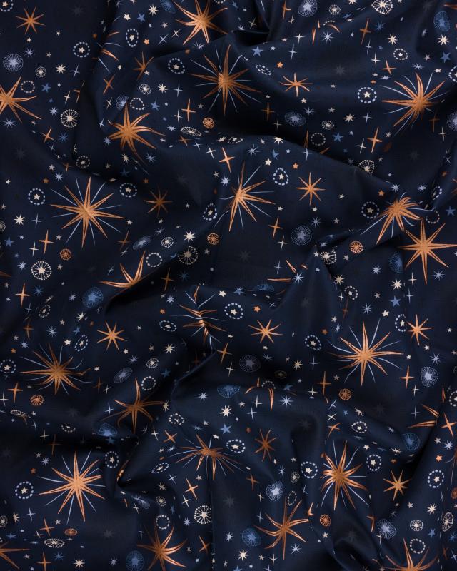 Poplin Shepherd's Star Navy Blue - Tissushop