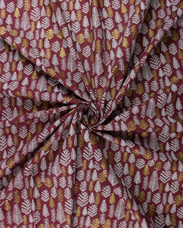 Cotton poplin golden fir Bordeaux - Tissushop