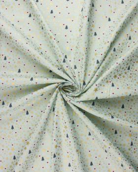 Christmas cotton poplin fir tree and star Almond Green - Tissushop