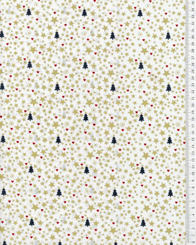 Christmas cotton poplin fir tree and star Ivory - Tissushop