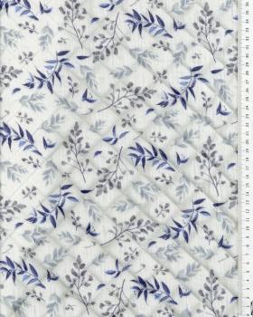 Double gaze matelassée Feuille aquarelle digitale Bleu - Tissushop
