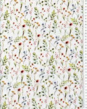 Double gaze matelassée Fleurs champêtre digitale - Tissushop