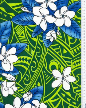 Polynesian fabric MANA Green - Tissushop