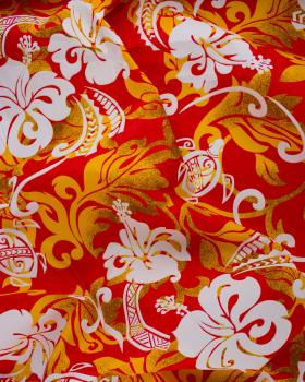 Polynesian fabric ANAE Red - Tissushop