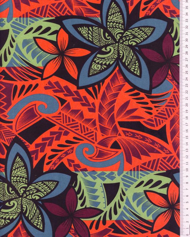 Polynesian fabric HOARAA Orange - Tissushop