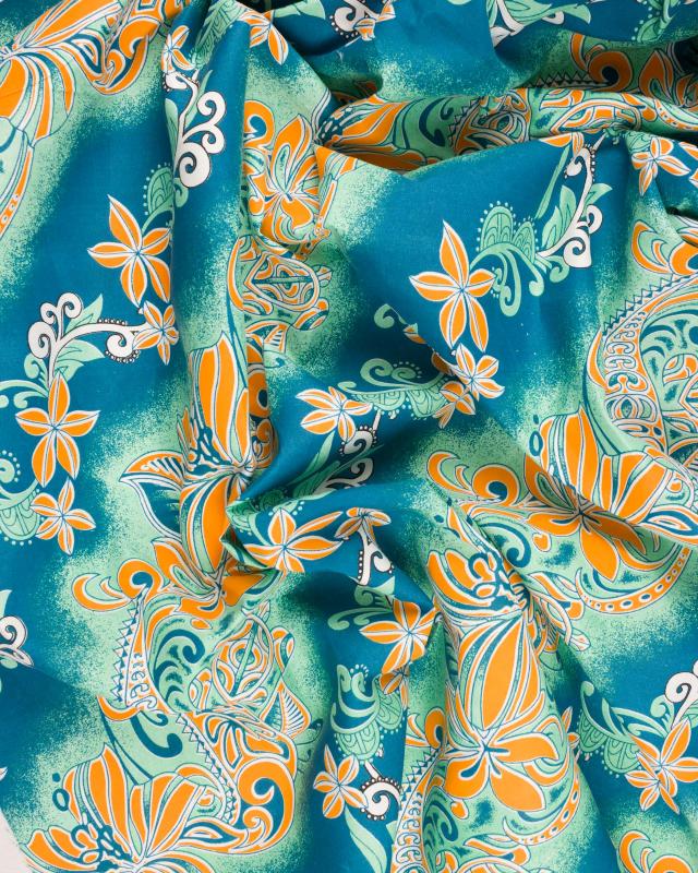 Polynesian fabric ANOE Green - Tissushop