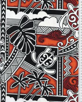 Polynesian Fabric HIRO Red - Tissushop