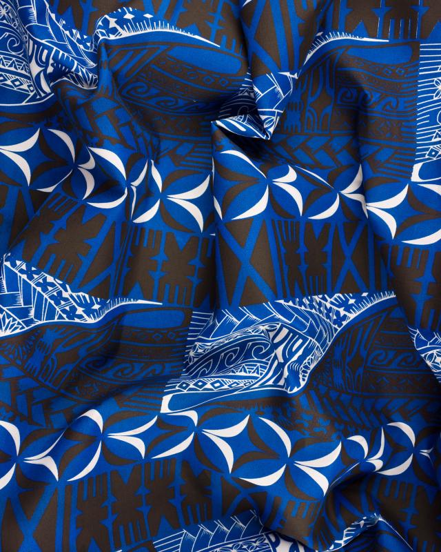 Tissu Polynésien ATUA Bleu - Tissushop