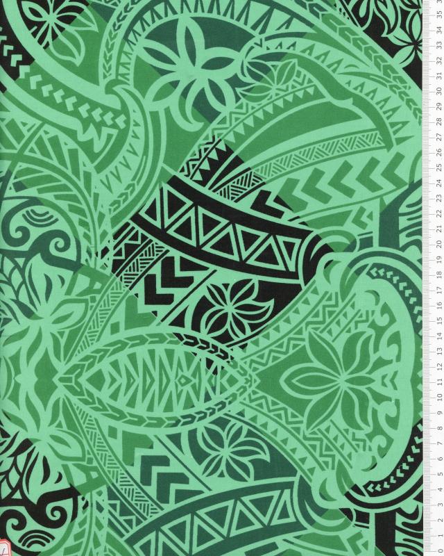 Tissu Polynésien NAPU Vert - Tissushop