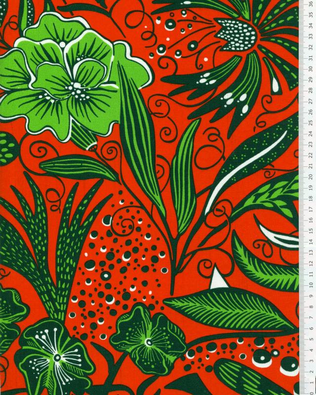 Polynesian fabric ANEMONA Red - Tissushop