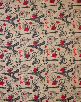 Paris printed hessian clothe laminated Natural - Tissushop