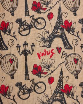 Paris printed hessian clothe laminated Natural - Tissushop