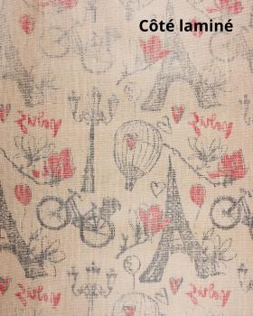 Toile de jute imprimée et laminée Paris Naturel - Tissushop