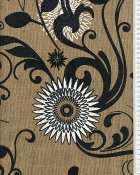 Mandala printed hessian clothe laminated Natural - Tissushop