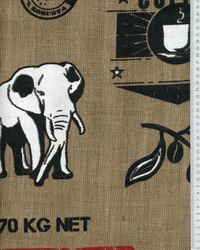 Coffe bag printed hessian clothe laminated Natural - Tissushop