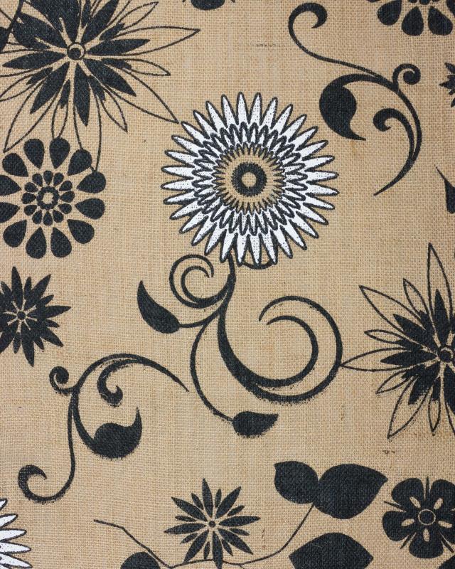 Toile de jute imprimée Mandala Naturel - Tissushop