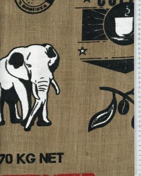 Coffe bag printed hessian clothe Natural - Tissushop