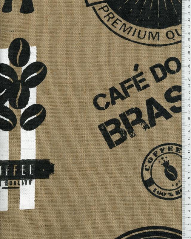 Toile de jute imprimée Sac de café Naturel - Tissushop