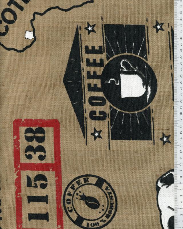 Coffe bag printed hessian clothe Natural - Tissushop