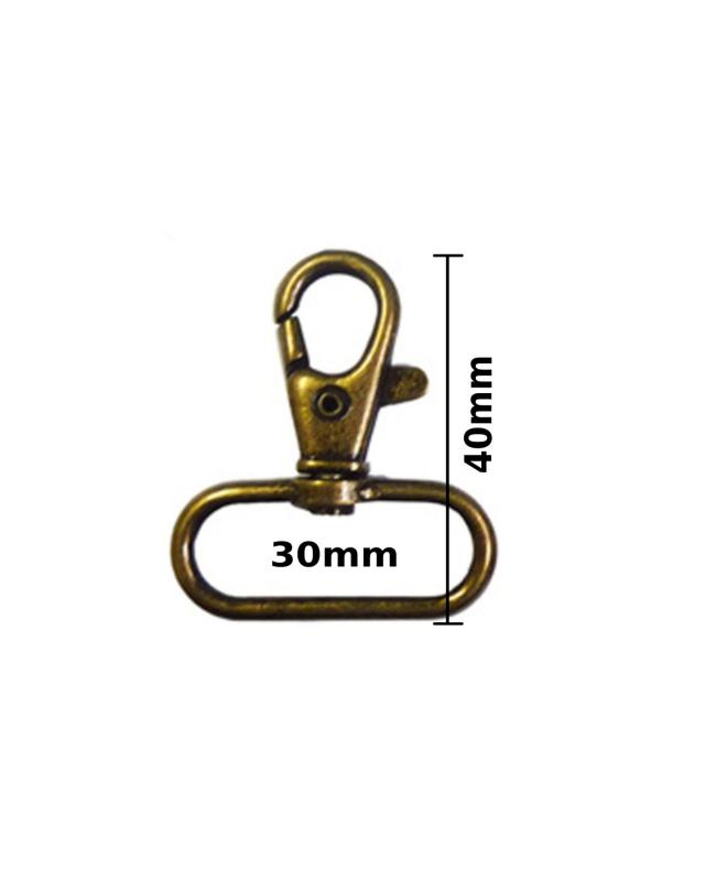 Carabiner 30x40mm (x1) Old Gold - Tissushop