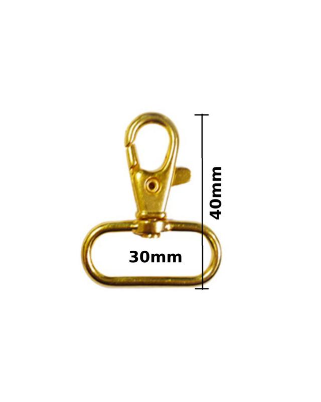 Carabiner 30x40mm (x1) Gold - Tissushop