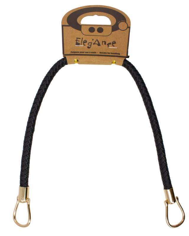 Black leatherette bag handle (x1) Gold - Tissushop