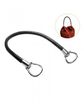 Black leatherette bag handle (x1) Silver - Tissushop