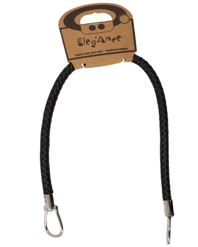 Black leatherette bag handle (x1) Silver - Tissushop