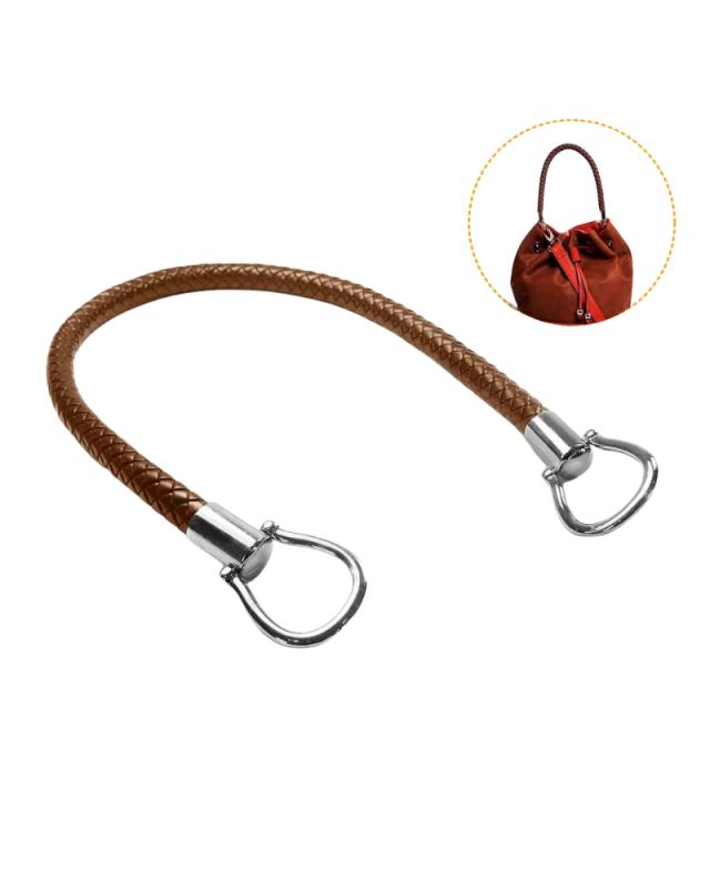 Anse de sac simili cuir marron (x1) Argent - Tissushop