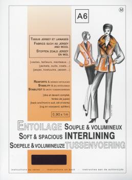 Entoilage souple et volumineux A6 thermocollant - Tissus jersey & lainage Noir - Tissushop