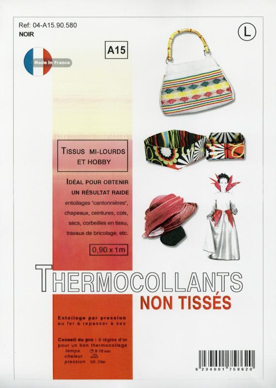 Entoilage non tissé A15 thermocollant - Tissus mi-lourds et loisirs créatifs Noir - Tissushop