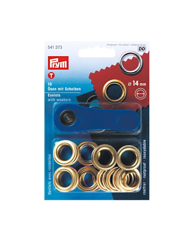 Eyelets with washers 14mm Prym (x10) Gold - Tissushop