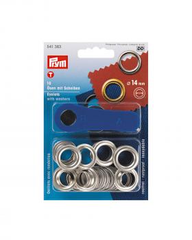 Eyelets with washers 14mm Prym (x10) Silver - Tissushop