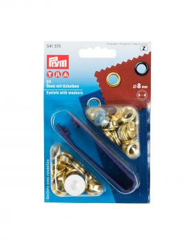 Eyelets with washers 8mm Prym (x24) Gold - Tissushop