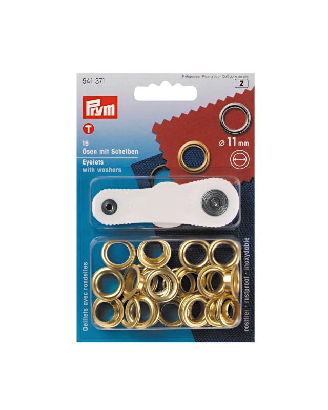 Oeillets avec rondelles 11mm Prym (x15) Or - Tissushop