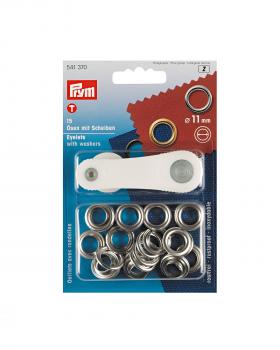 Eyelets with washers 11mm Prym (x15) Silver - Tissushop