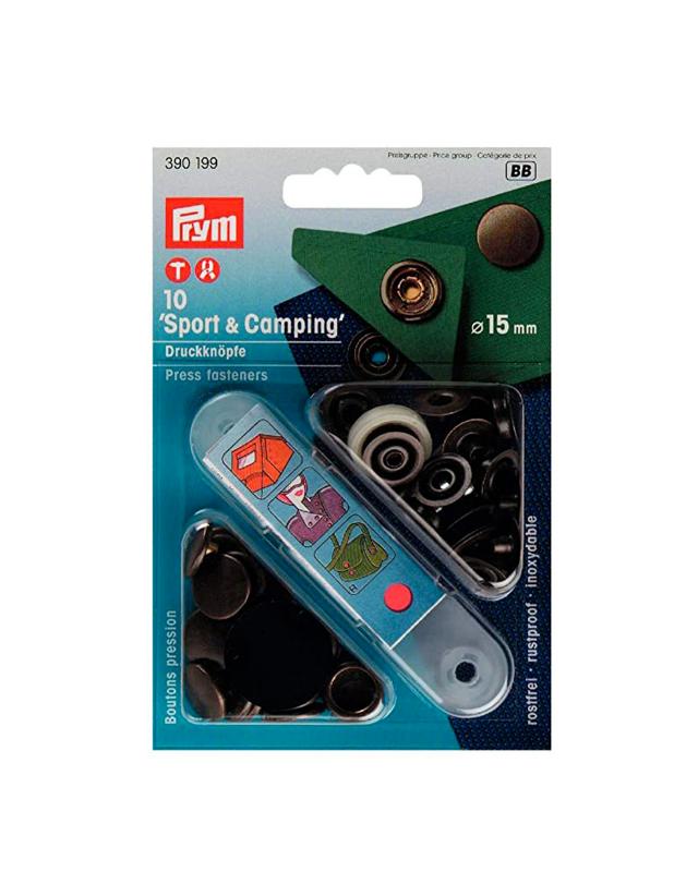 Prym Sport & Camping Snap Kit 15mm (x10) Old Gold - Tissushop