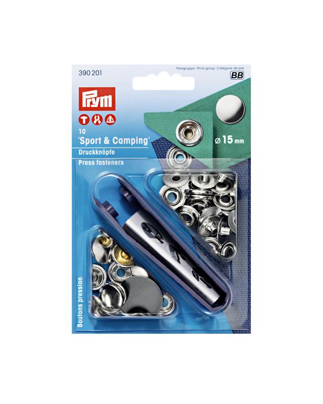 Kit boutons pression spécial sport & camping 15mm Prym (x10) Argent - Tissushop