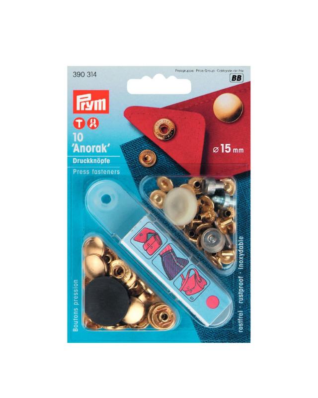 Kit boutons pression spécial anorak 15mm Prym Or - Tissushop