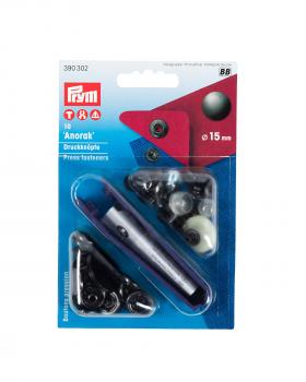 Prym 15mm Anorak Snap Kit Dark Grey - Tissushop