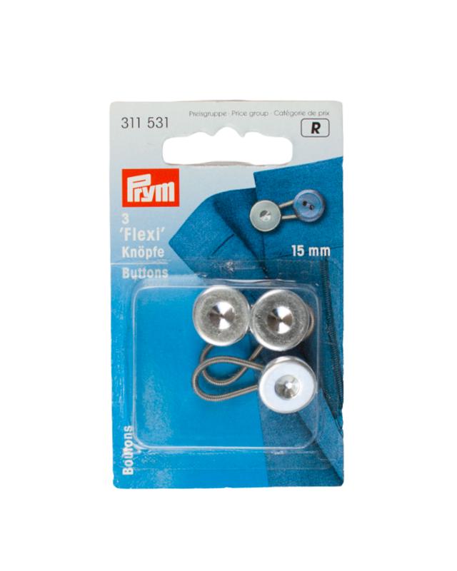 Prym extension buttons 15mm (x3) Silver - Tissushop