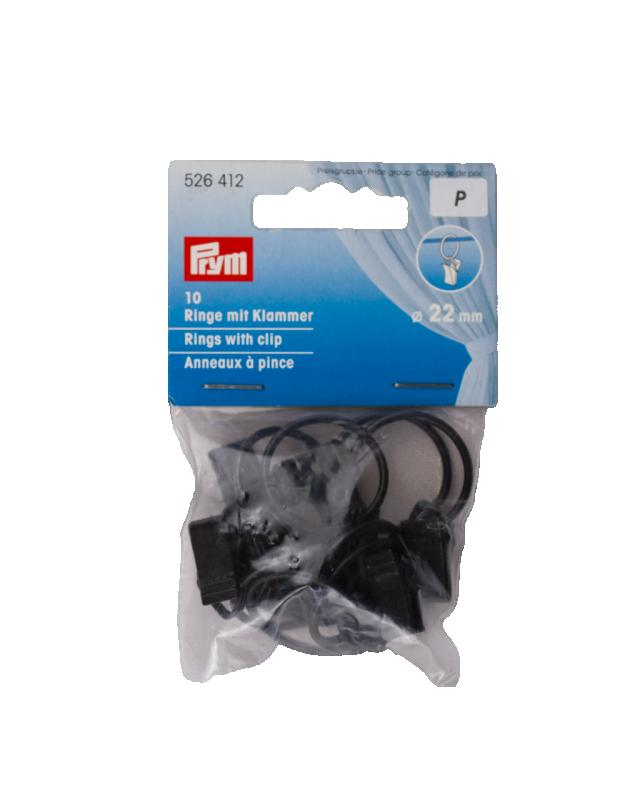 Anneaux à pince pour rideaux 22mm Prym (x10) Noir - Tissushop