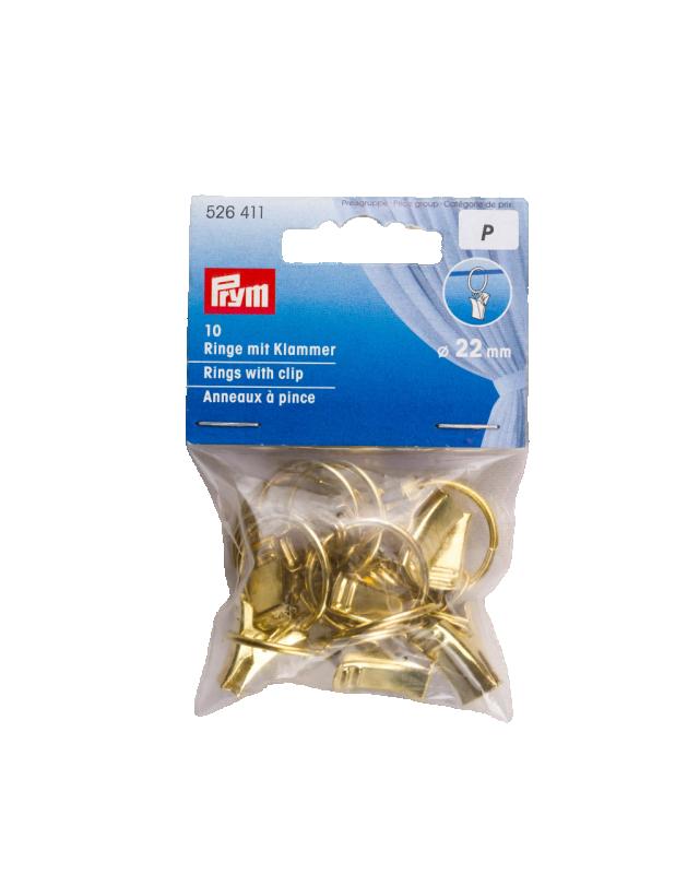 Anneaux à pince pour rideaux 22mm Prym (x10) Or - Tissushop