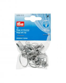 Curtain Clip Rings 22mm Prym (x10) Silver - Tissushop