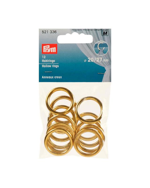 Hollow Curtain Rings 20/27mm Prym (x12) Gold - Tissushop