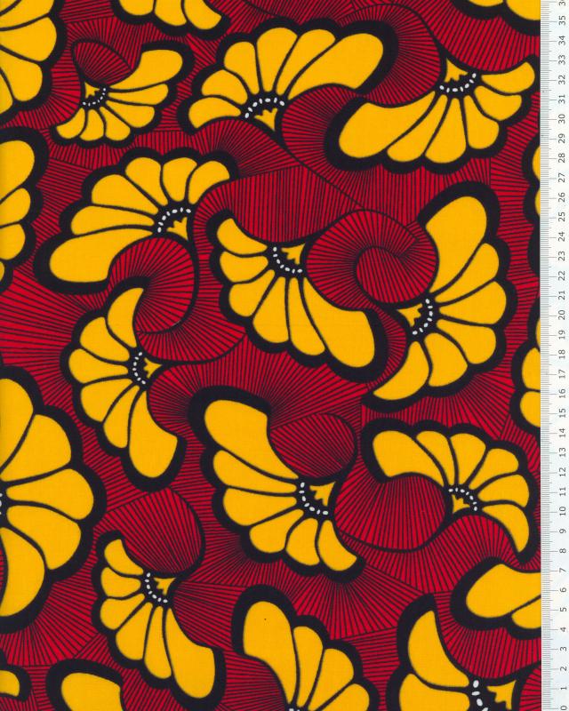 Super Wax - African Fabric Wedding of Flowers Bordeaux - Tissushop