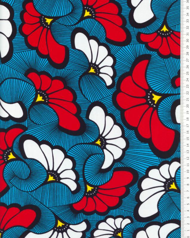 Super Wax - African Fabric Wedding of Flowers Blue - Tissushop