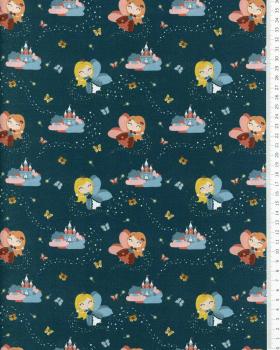 Cotton poplin Fabby fairies Blue - Tissushop